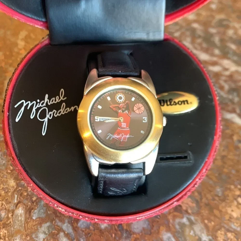 Michael Jordan #23 Watch Inside Mini Wilson Basketball Display Vintage